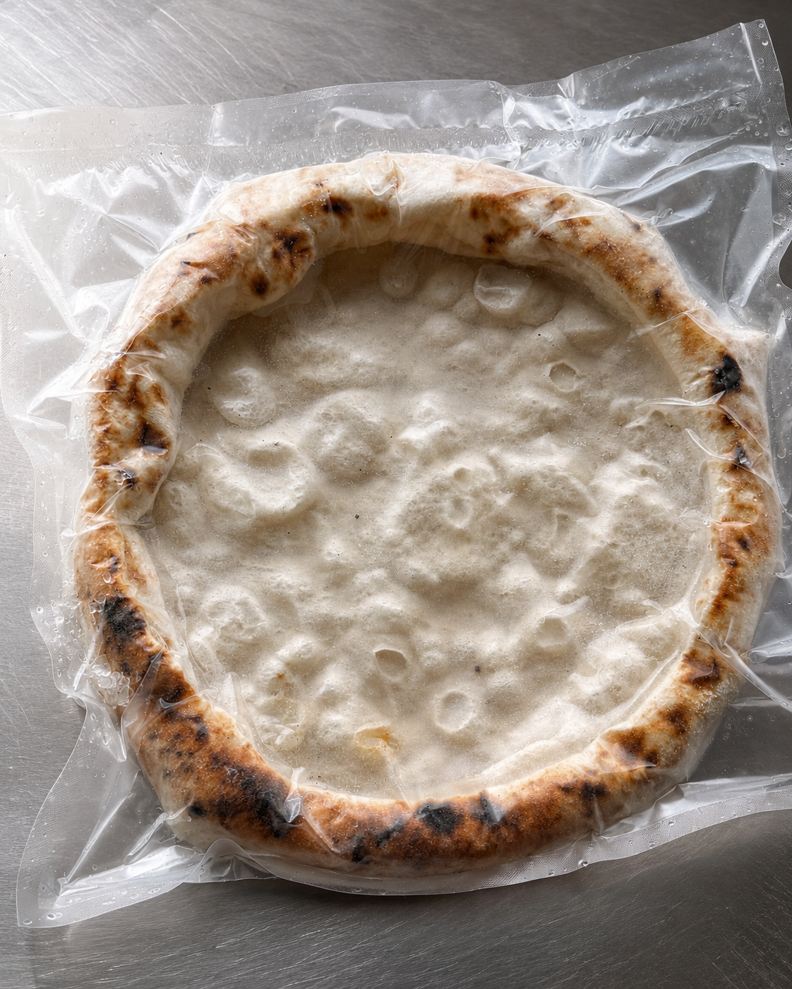 DOUZ Artisan frozen pizza crust baked golden on a stone — ready in 10 minutes from frozen